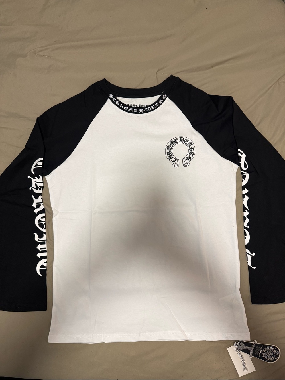 Chrome Hearts White/Black Baseball Graphic Print T-Shirt with Back Logo BNWT